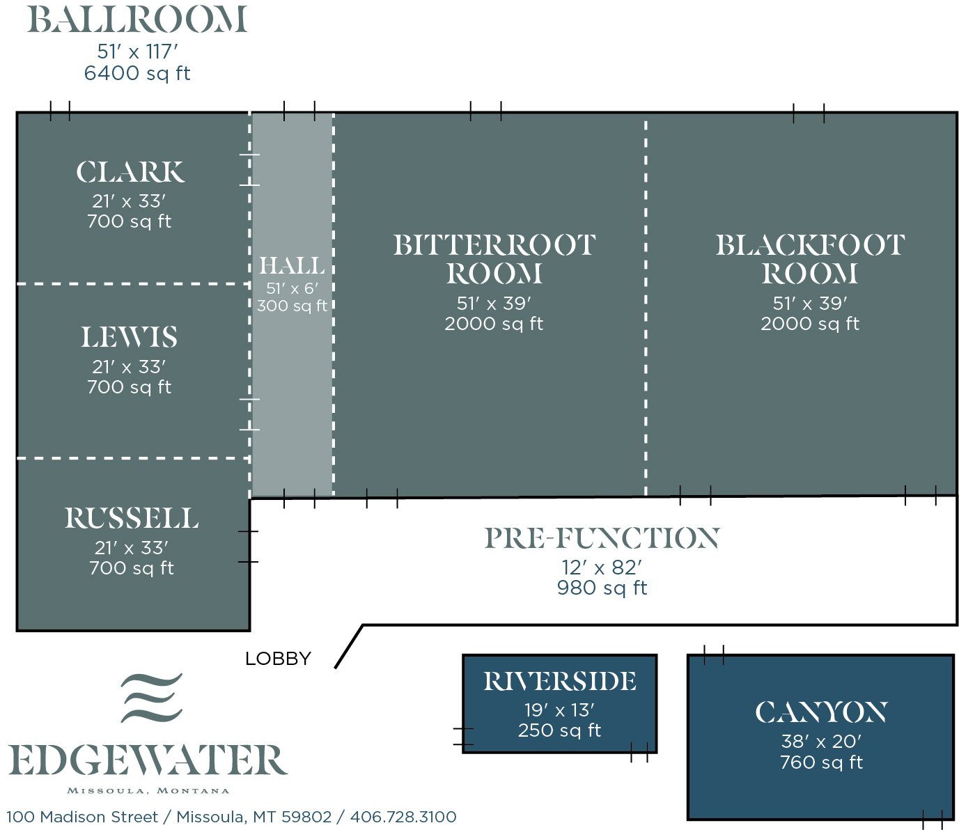Meeting Room Diagram, Edgewater Missoula