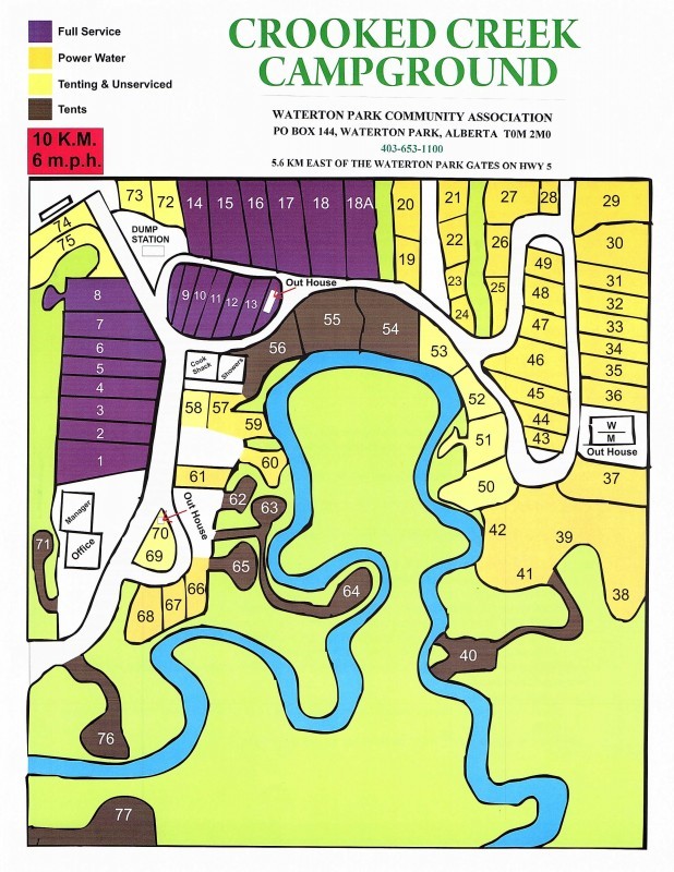 Crooked Creek Campground Waterton, Alberta Official Travel Information