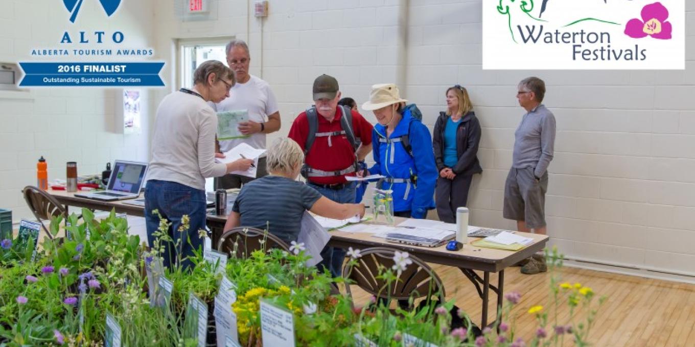 Wildflowers for sale at the registration in the Waterton Community Centre. – Photo: Frank Weinschenk