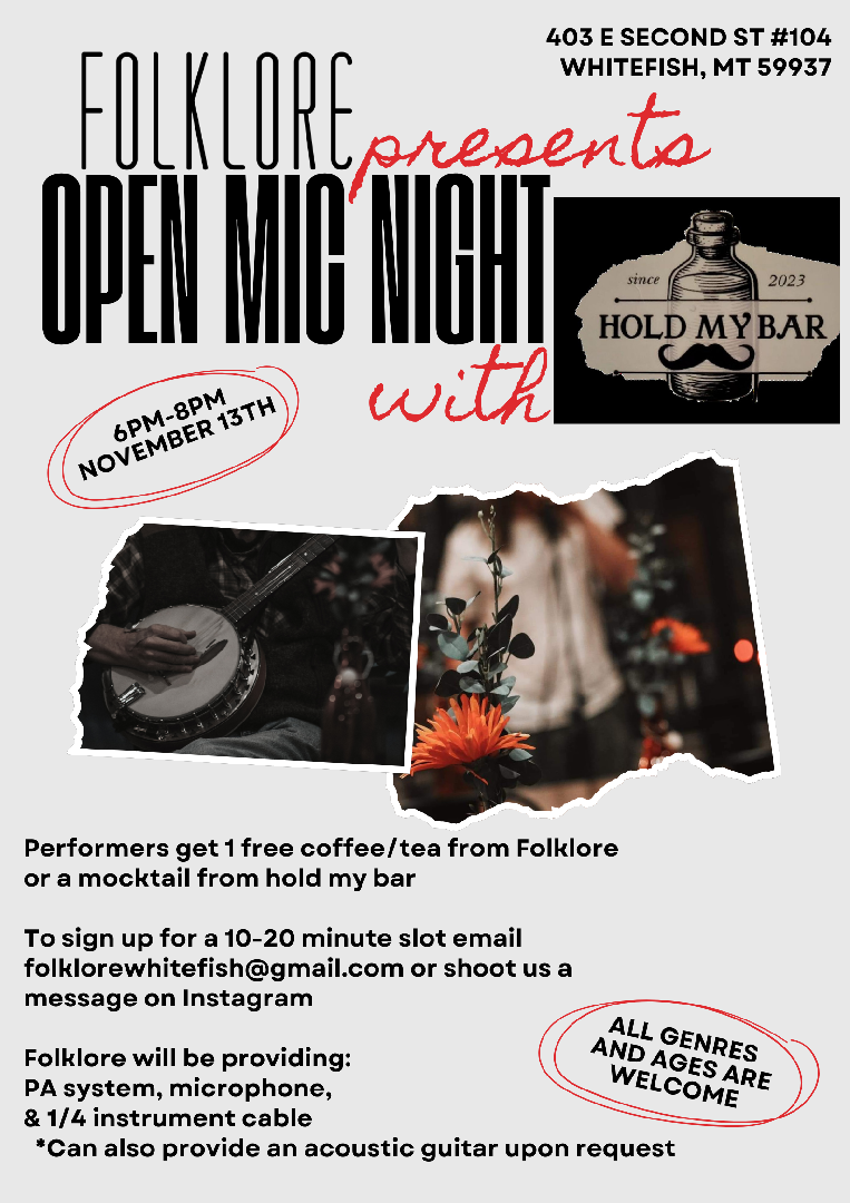 Open Mic Night at Folklore Coffee | Whitefish Montana Lodging