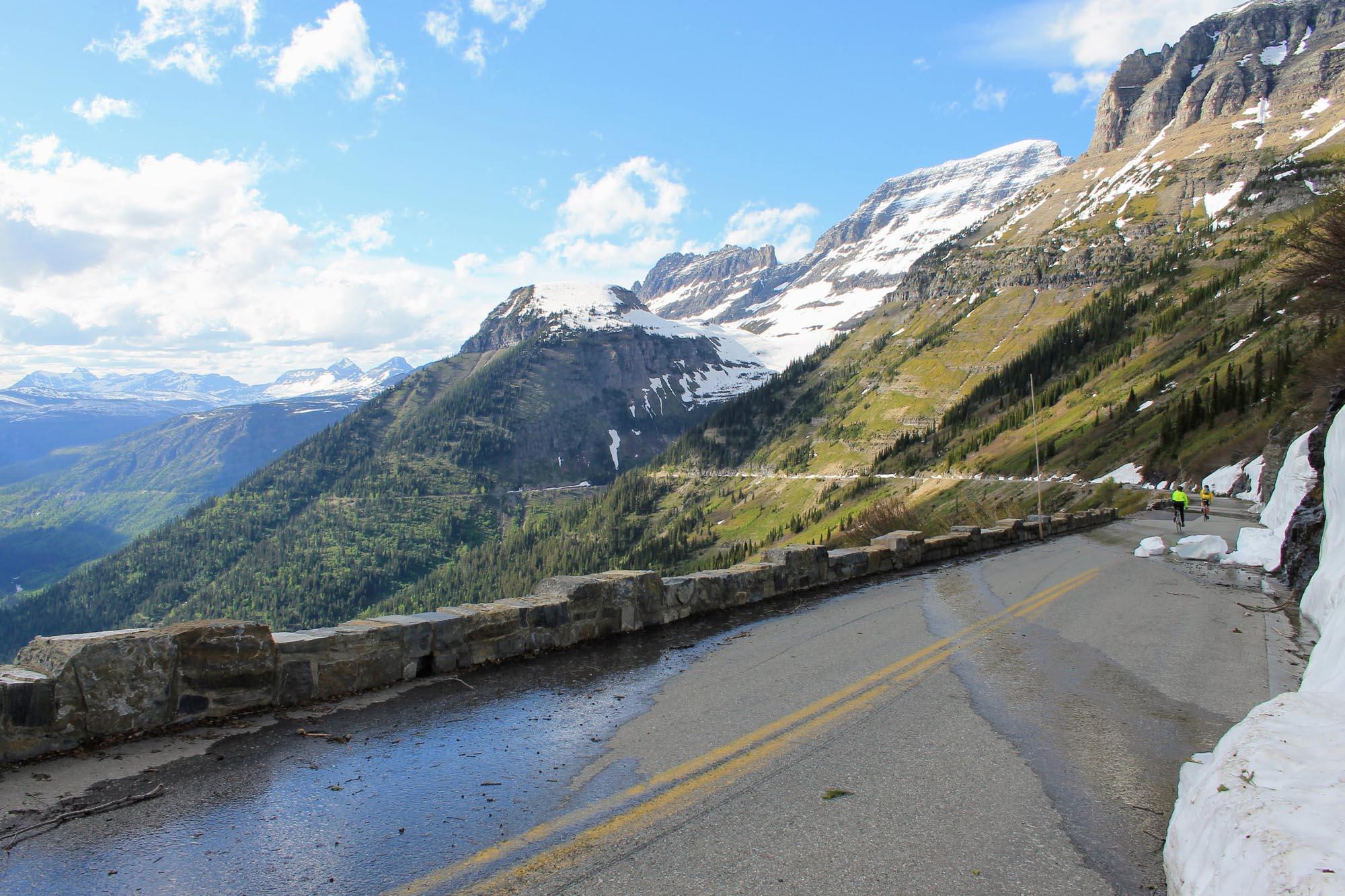After working to reach Logan Pass, miles of downhill take you back toward your starting point