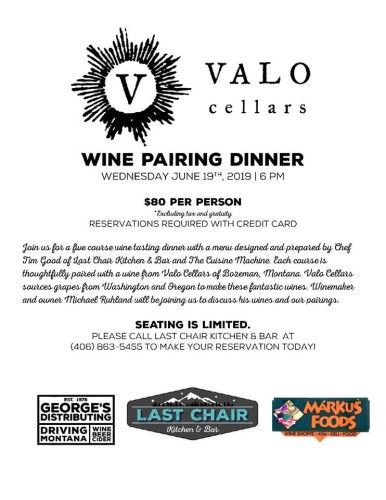 Valo Cellars Wine Pairing Dinner At Last Chair Kitchen And Bar