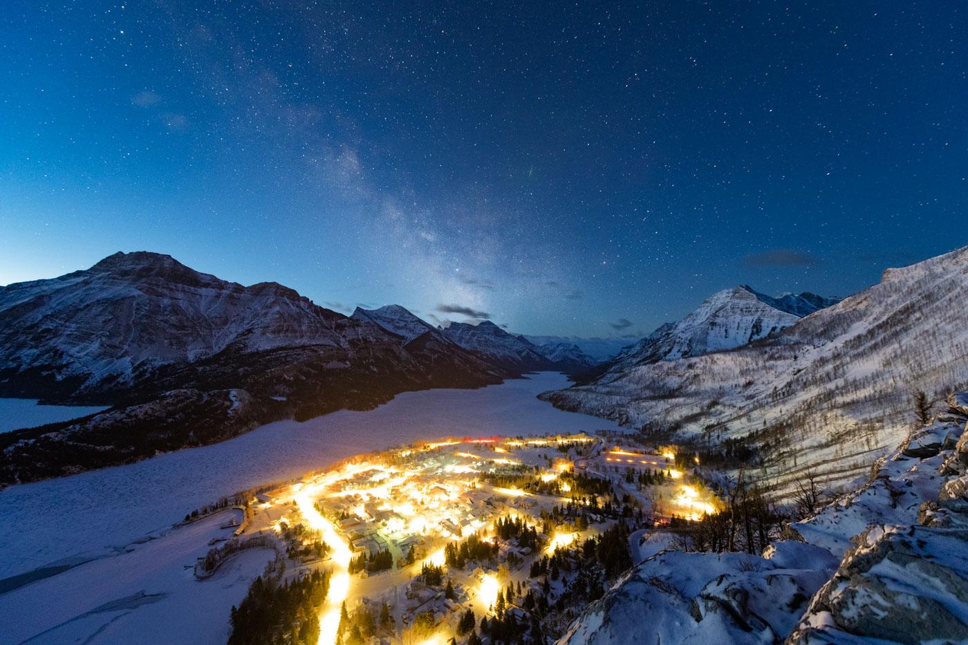 The Waterton Townsite at Night