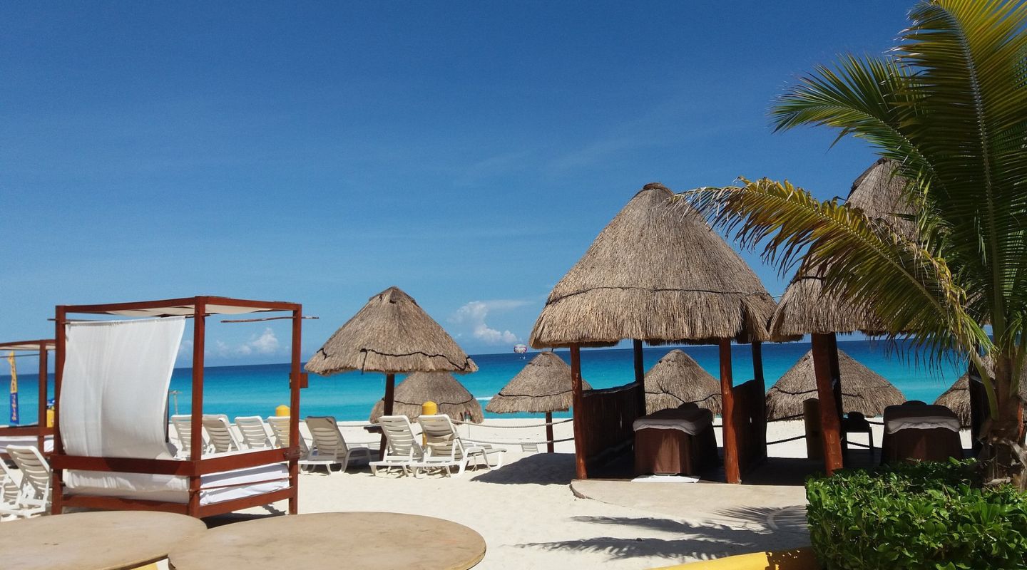 Beach loungers on the beach