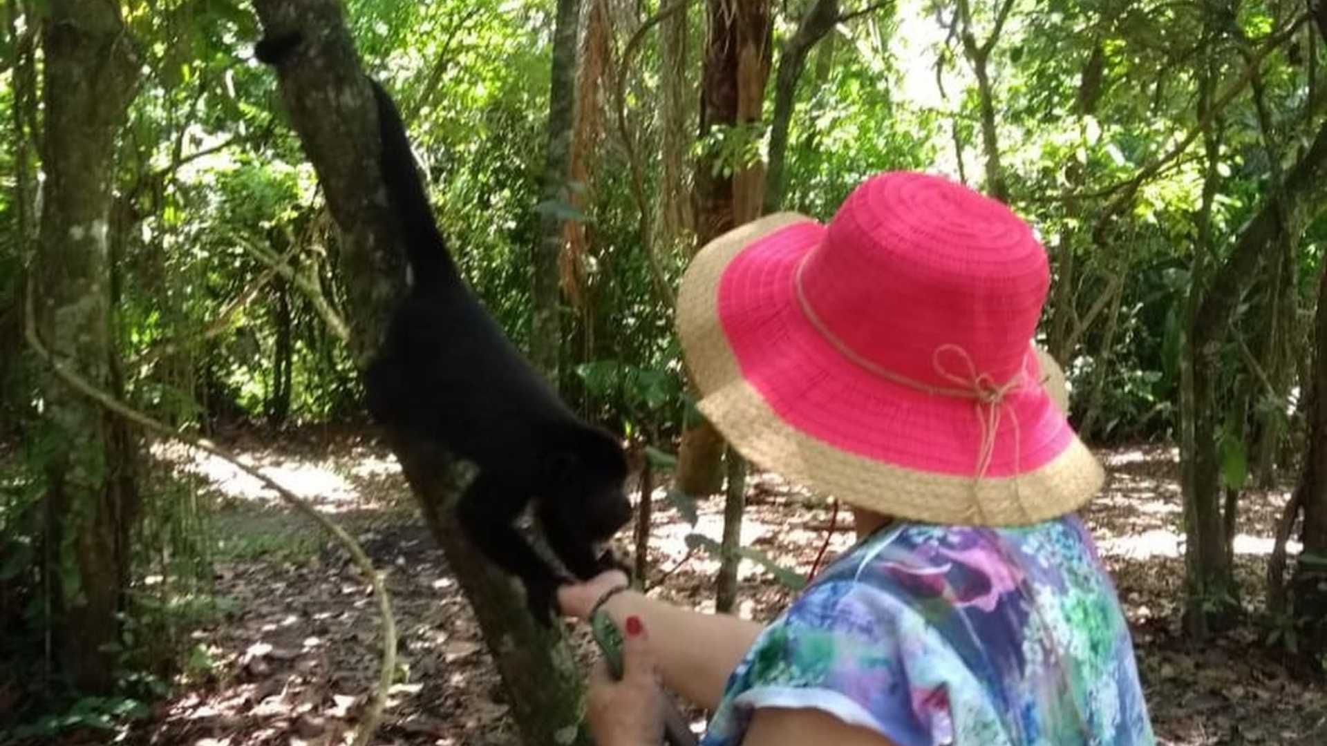 A woman on a monkey excursion in Belize