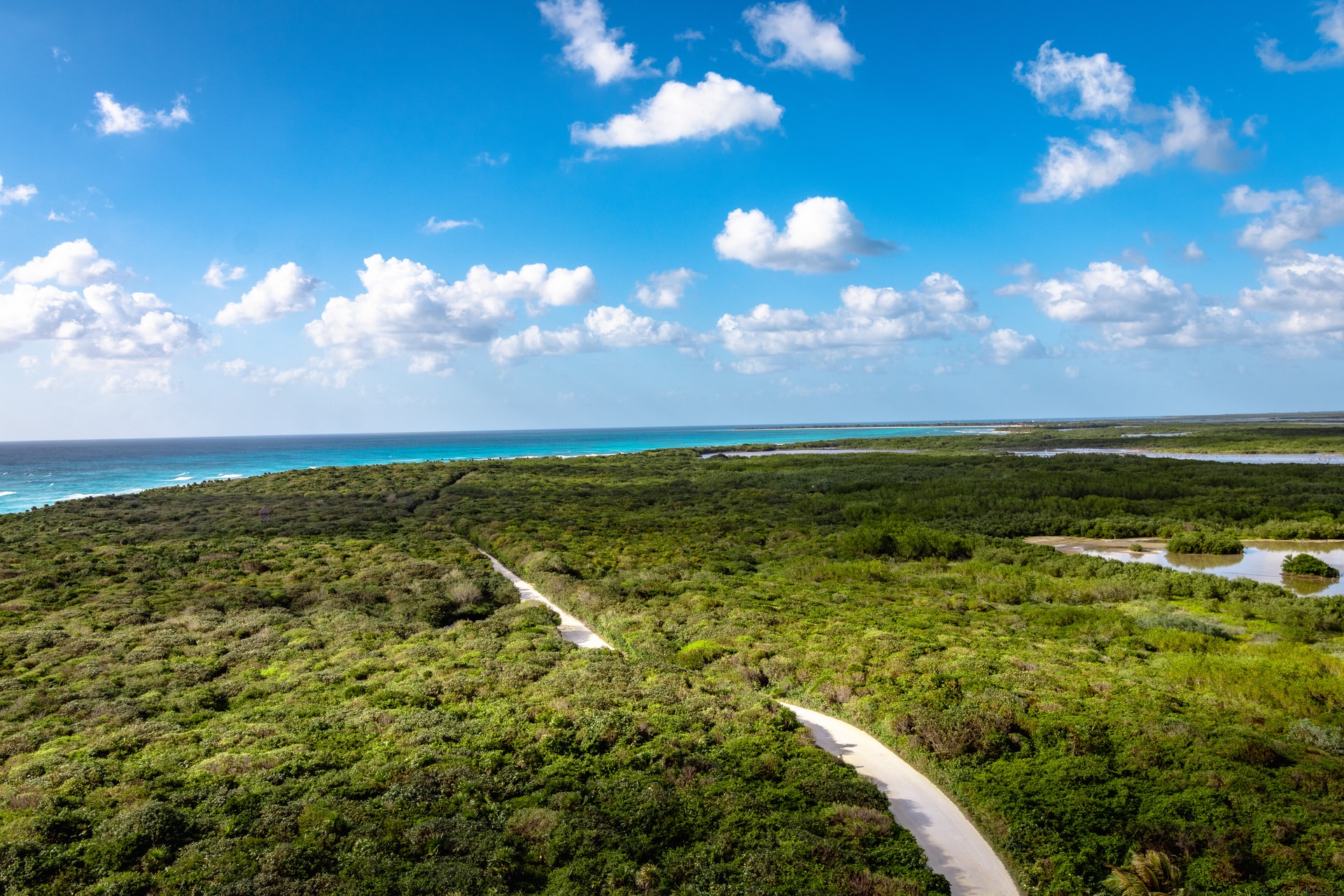 cozumel island from overhead view