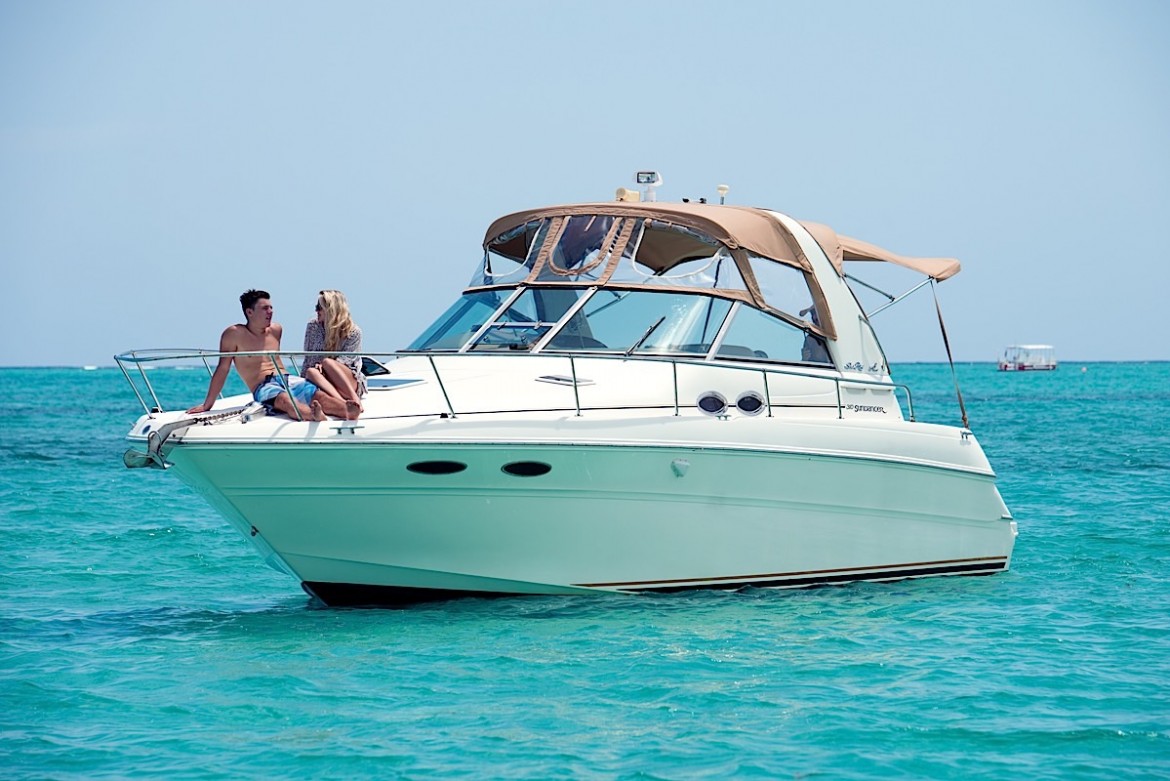 boat on the ocean in Cayman islands