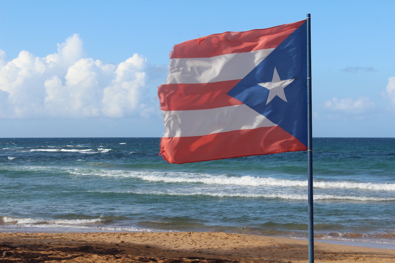 puerto rican flag on the beach