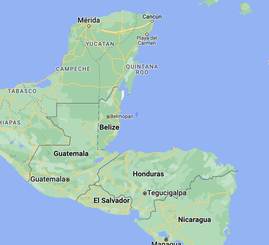 Map of Belize.