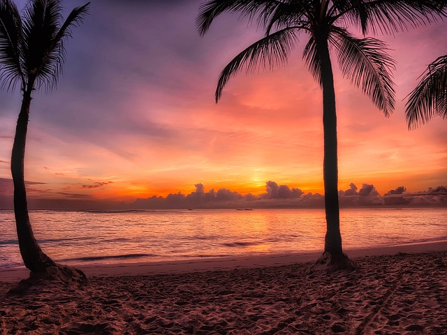 A dominican beach at sunset.