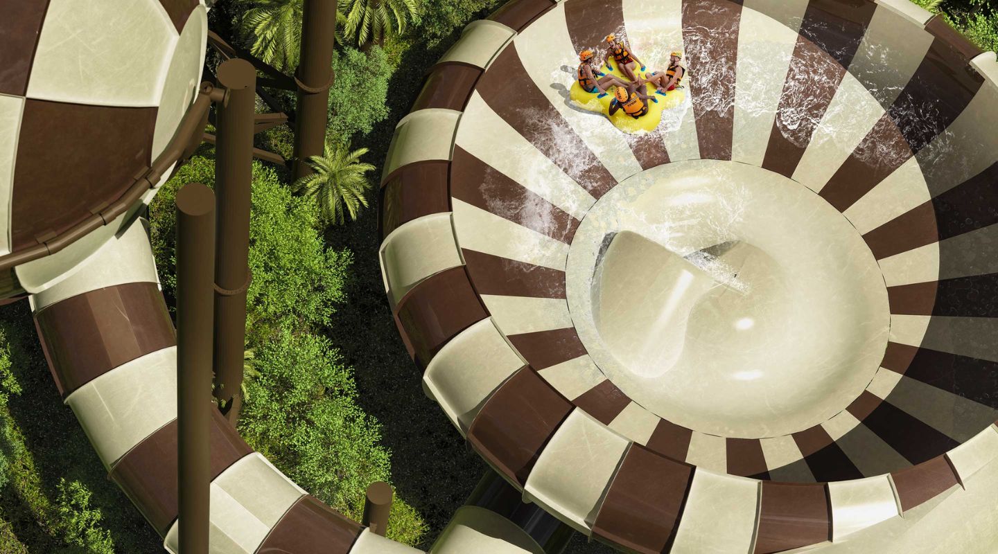 Aereal view of a circular water slide