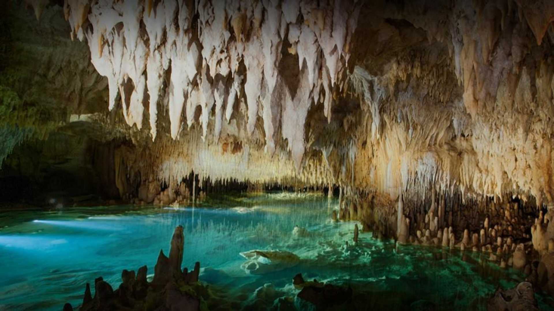 stalagmites in Cayman Island's  crystal caves