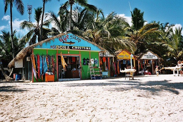 A shop on a beach in Dominican Republic.