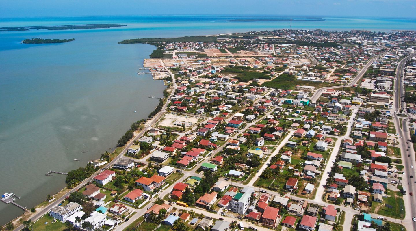 Aereal view of Belize city. 