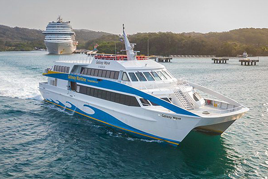 Galaxy Wave catamaran photo by Roatan Ferry (https://www.roatanferry.com/our-fleet/)