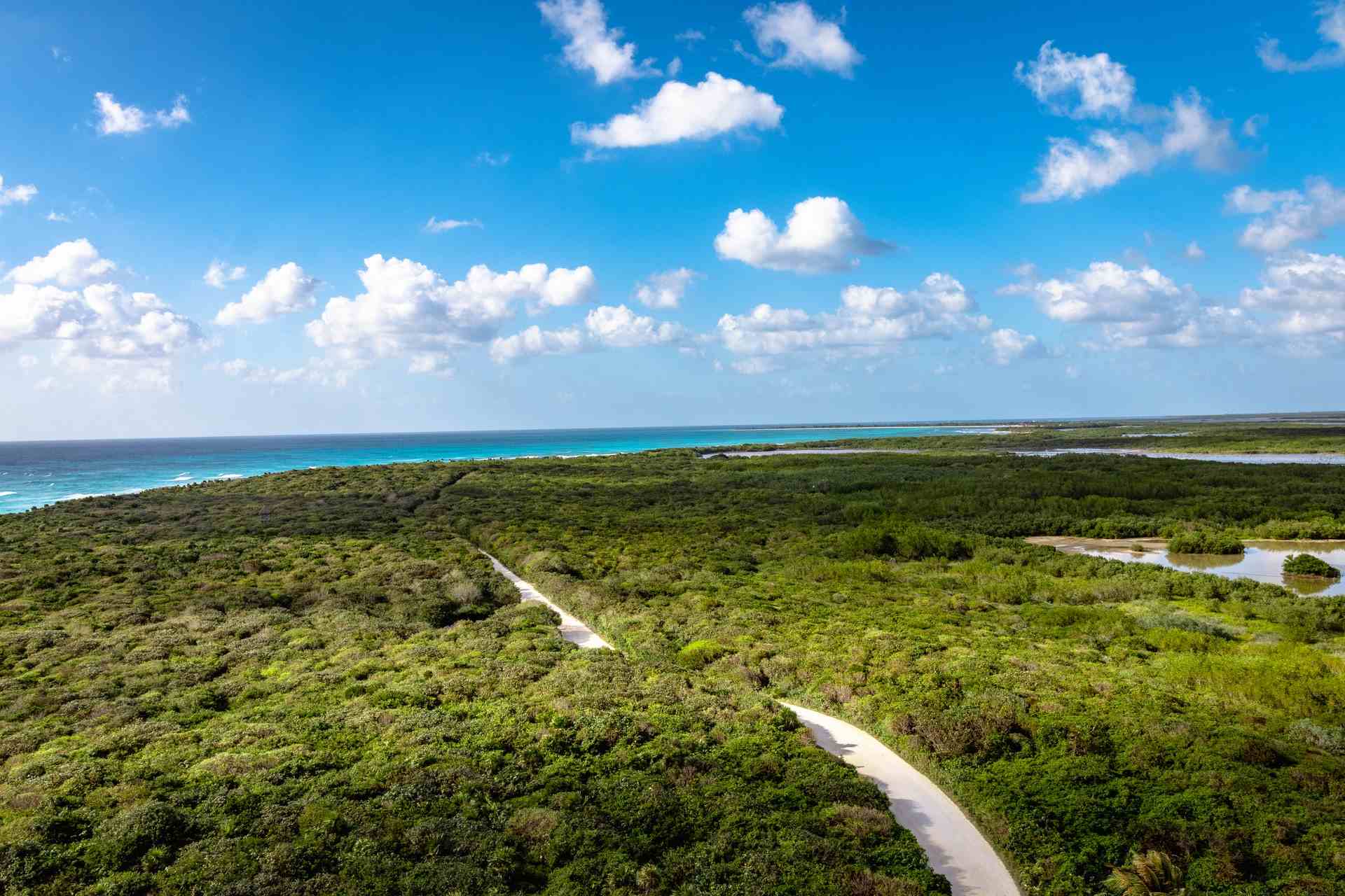 cozumel island from helicopter view