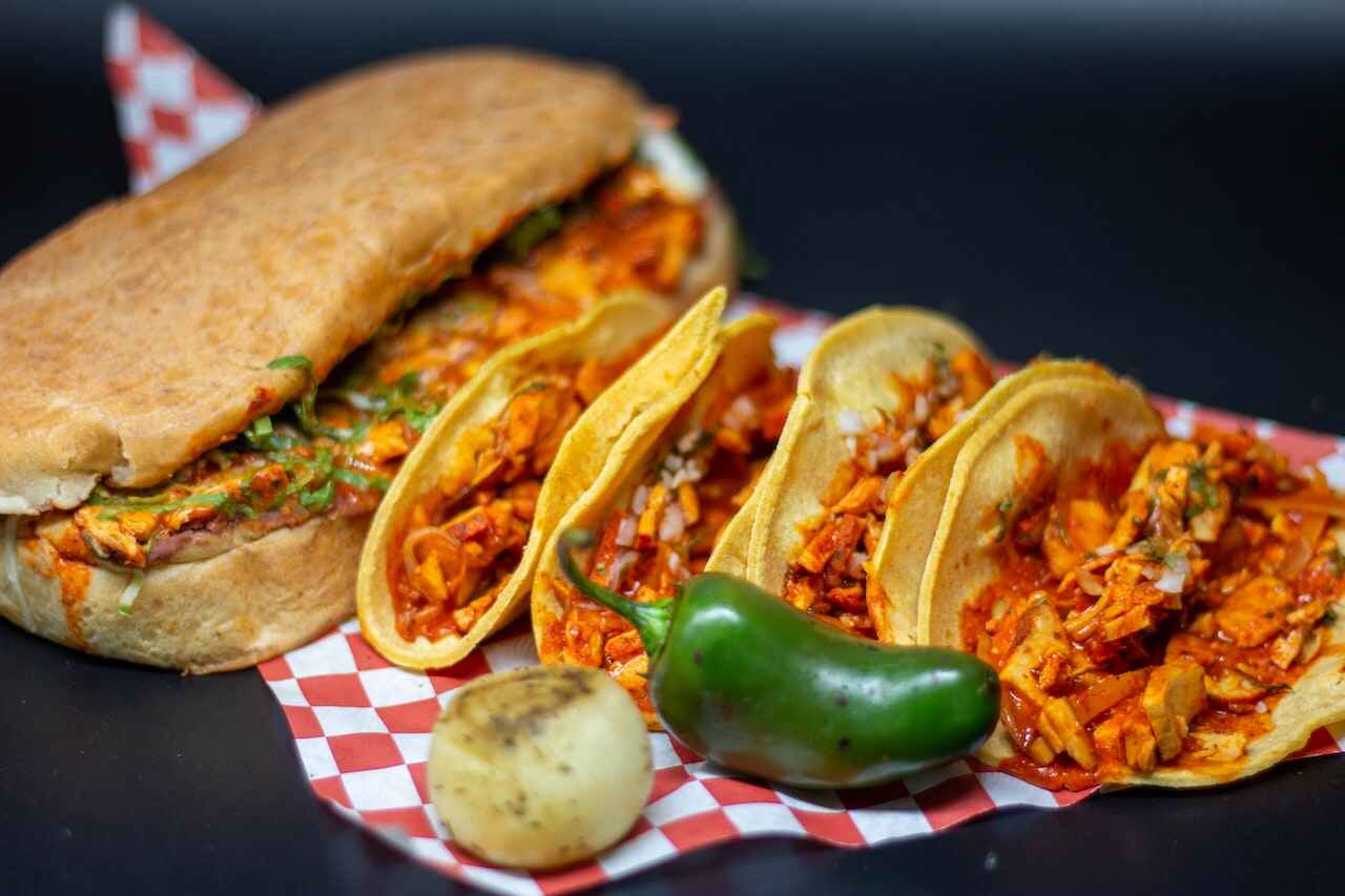 Tacos with jalapeños. 