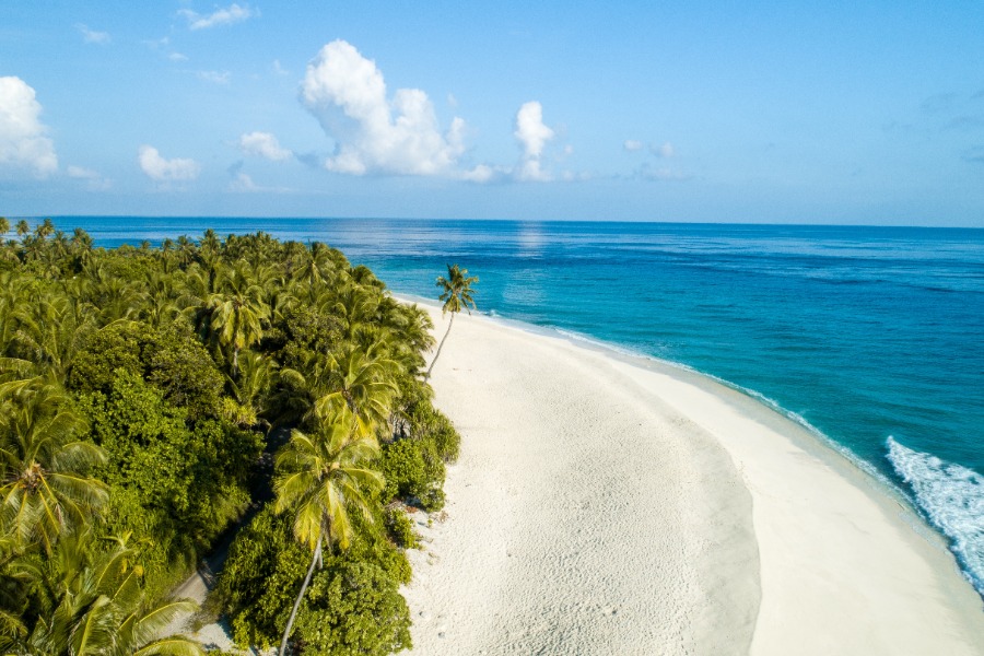 The white sand on the beach is very relaxing