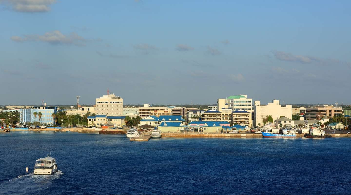 Grand Cayman's Georgetown seen from the ocean