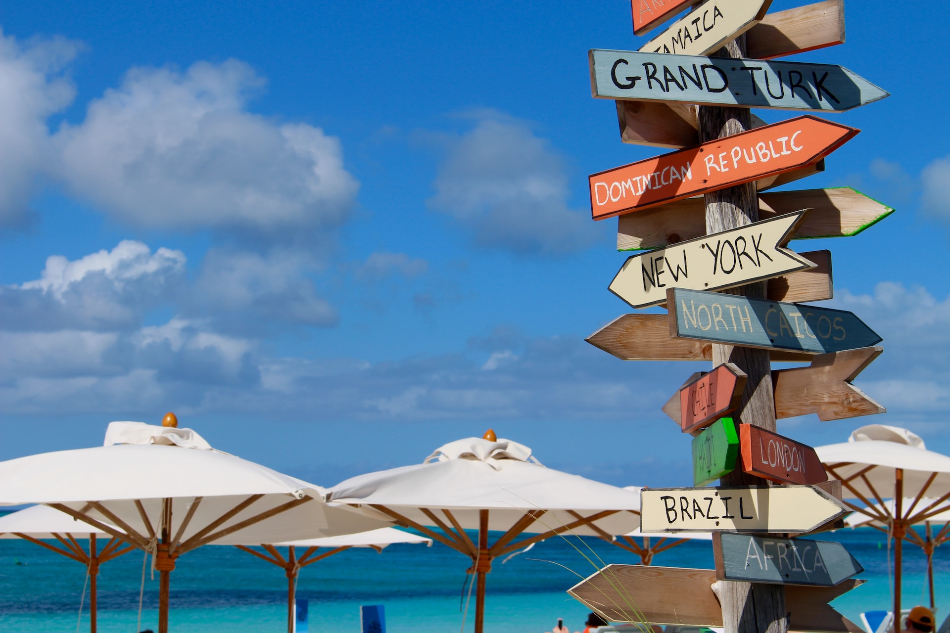 A signpost in Turks & Caicos