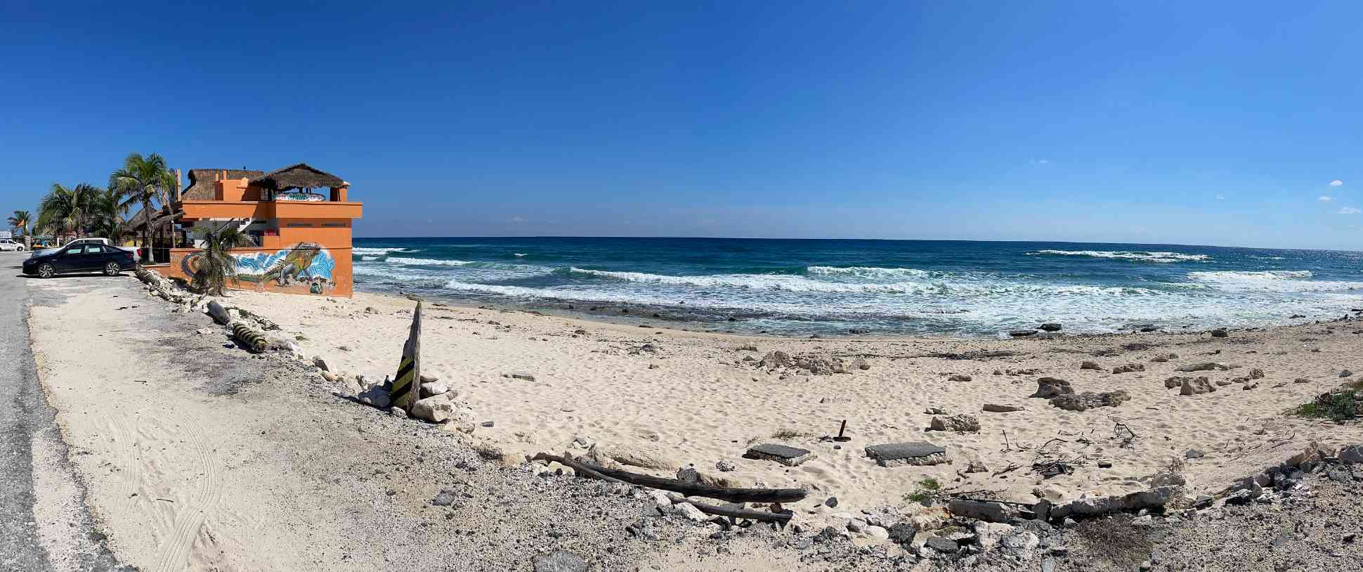 View of Cozumel's northeast beaches and Mezcalitos Bar