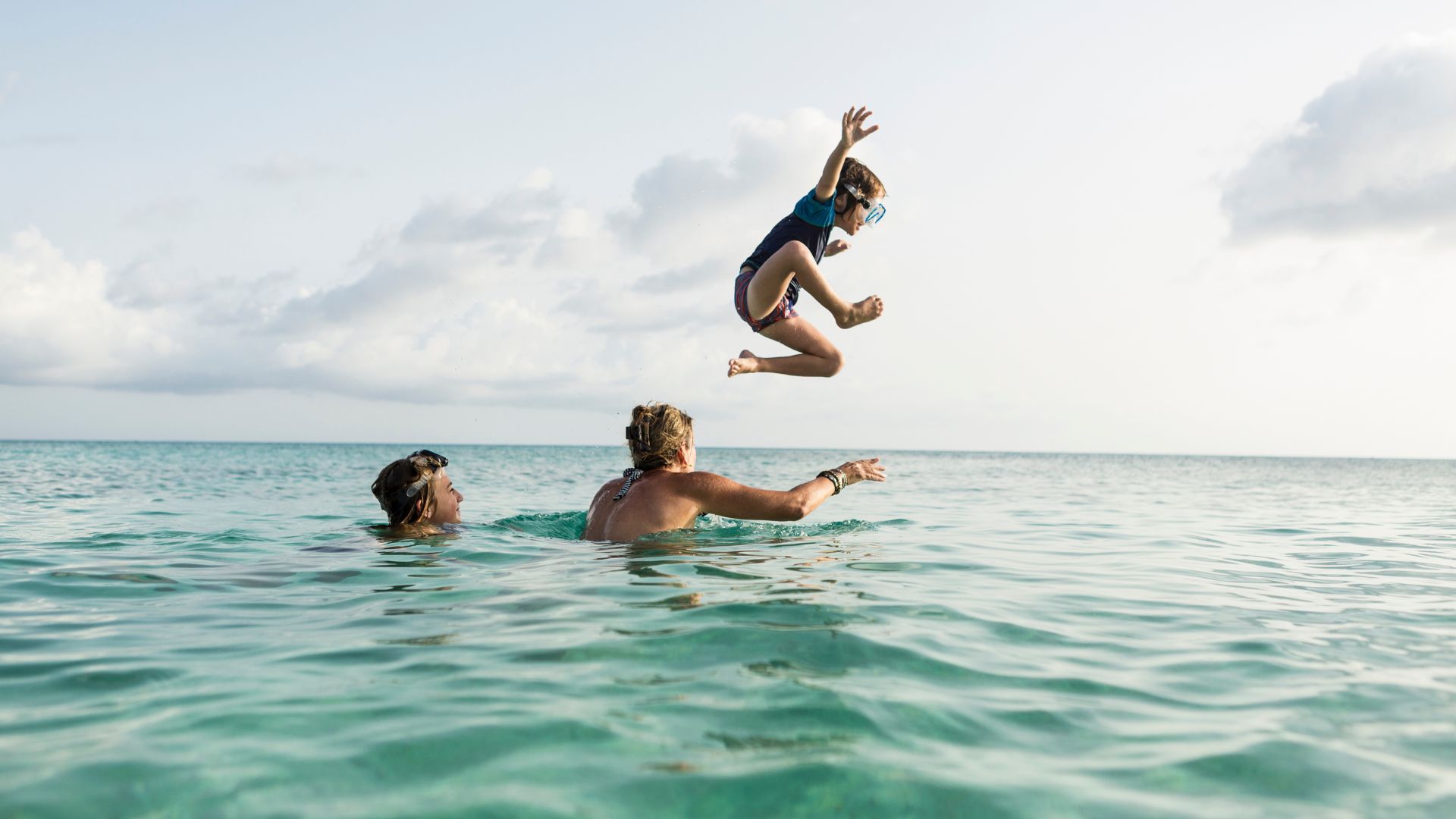 A family having fun at the beach