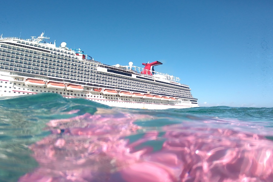 A beautiful view of a ship floating in the ocean