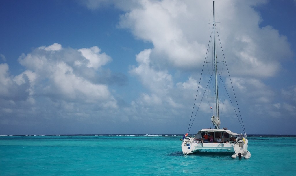 catamaran on turquoise waters in Mexico