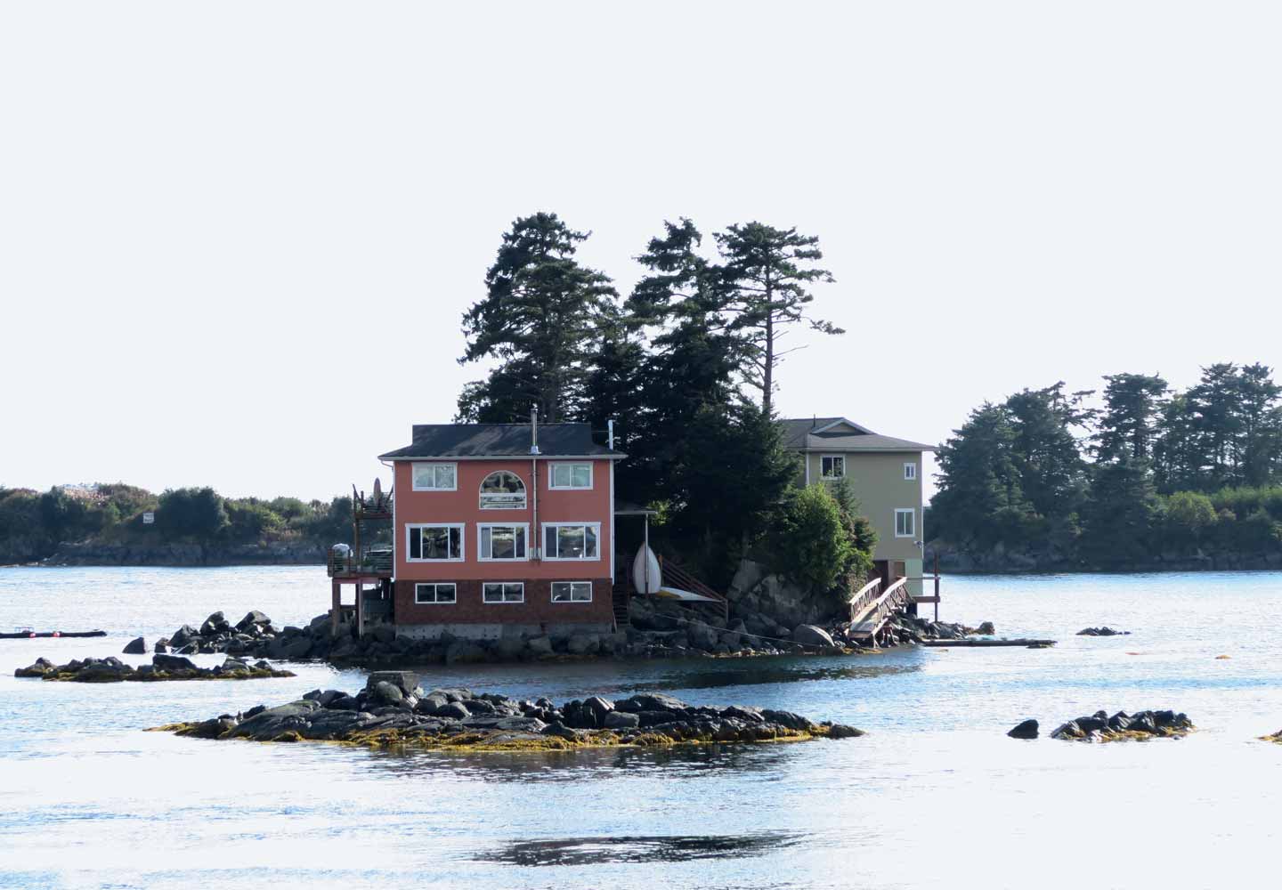 A unique location, Sitka sits between the open ocean and Inside Passage, with a large collection of islands surrounding, including the one these homes are perched on.
