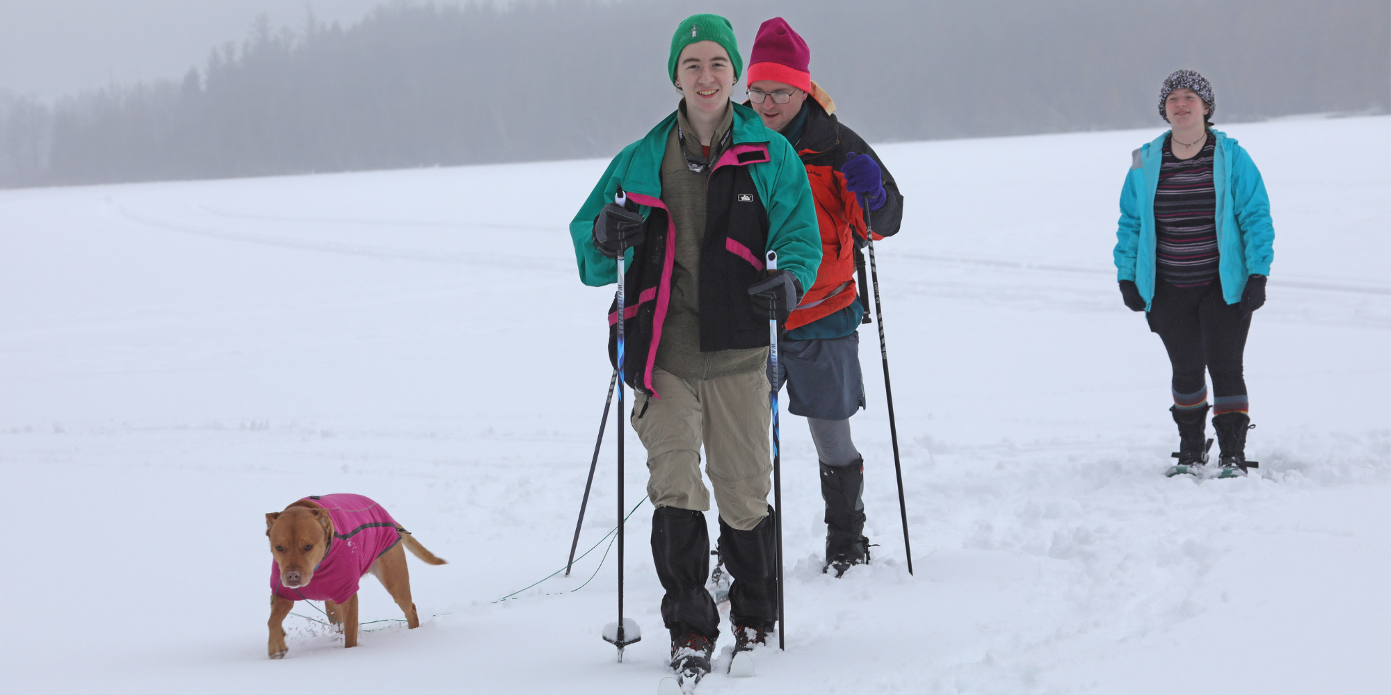 Families explore Aroostook State Park and Echo Lake by snowshoe and groomed ski trails.