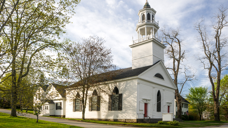 Castine's Unitarian Church,  the oldest Meeting House in eastern Maine.