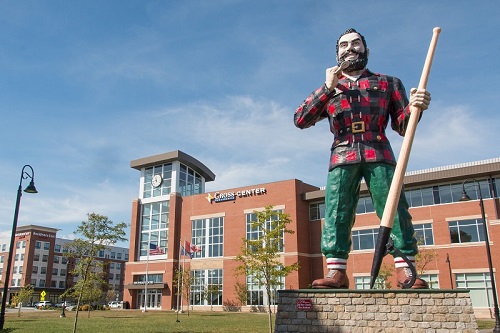 Maine's most famous lumberjack - Paul Bunyan - stands outside the Cross Insurance Center