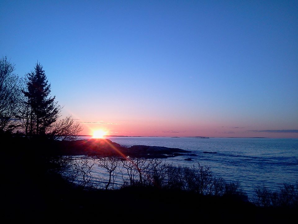 Sunrise over the white rocks, taken from the front yard.