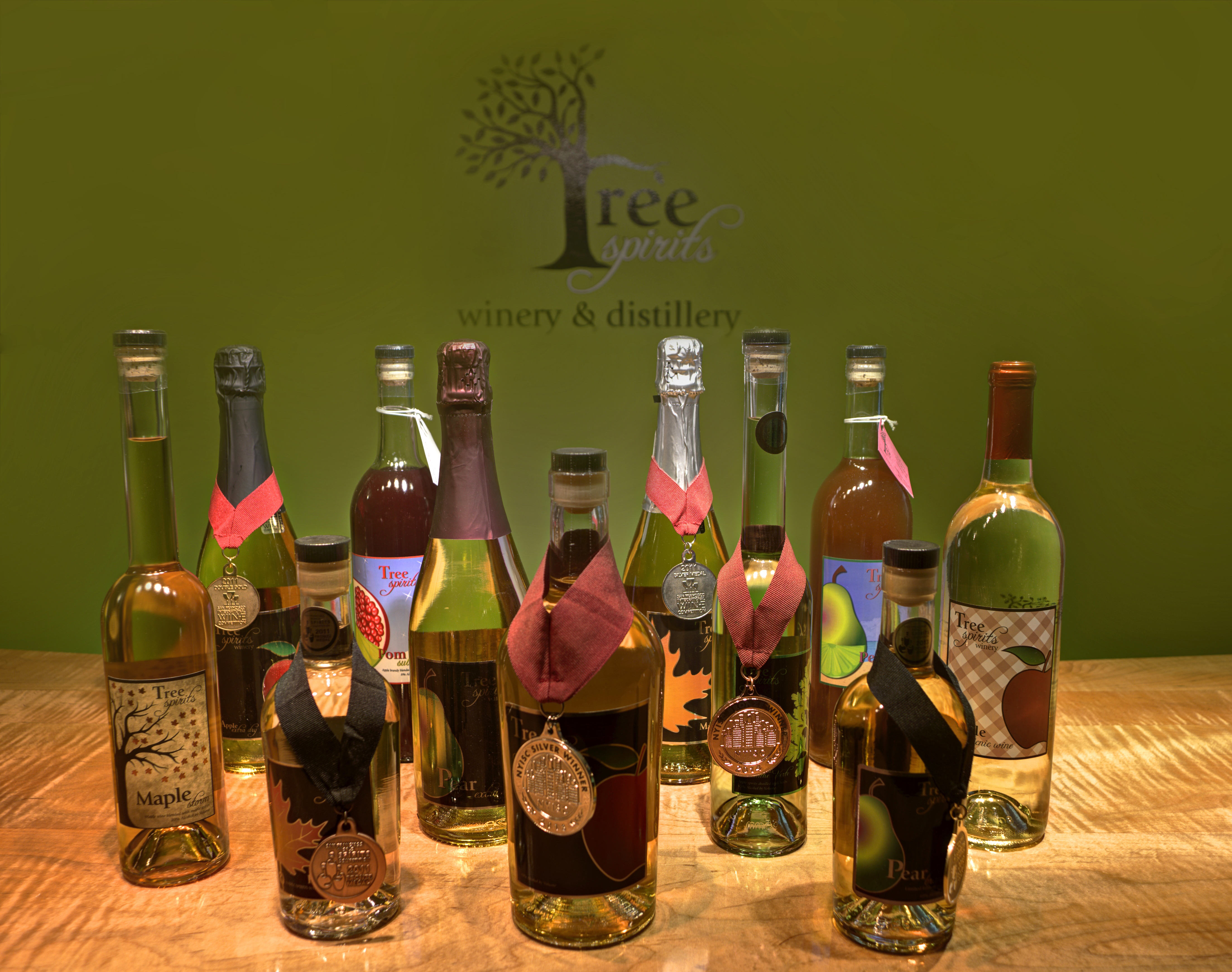 Tree Spirits' wines, spirits, maple port, & fruit brandy mixers