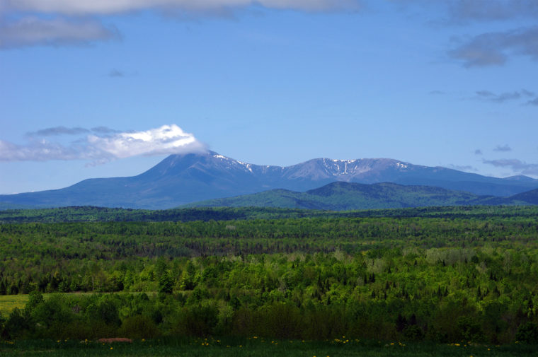 Mt. Katahdin is seen peeking around the turn in Staceyville