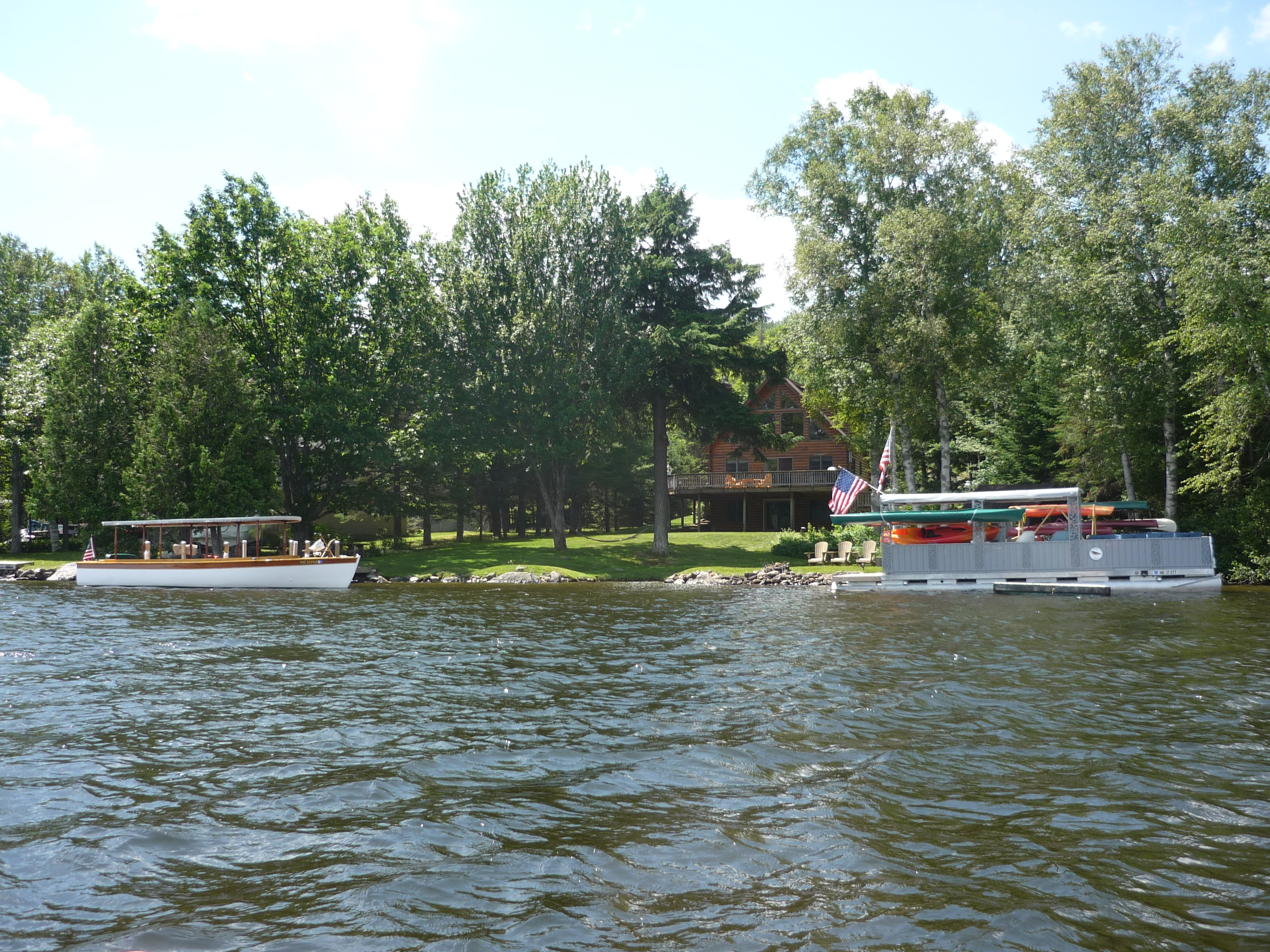 The Oquossoc Lady and Gray Ghost at our lakeside cabin
