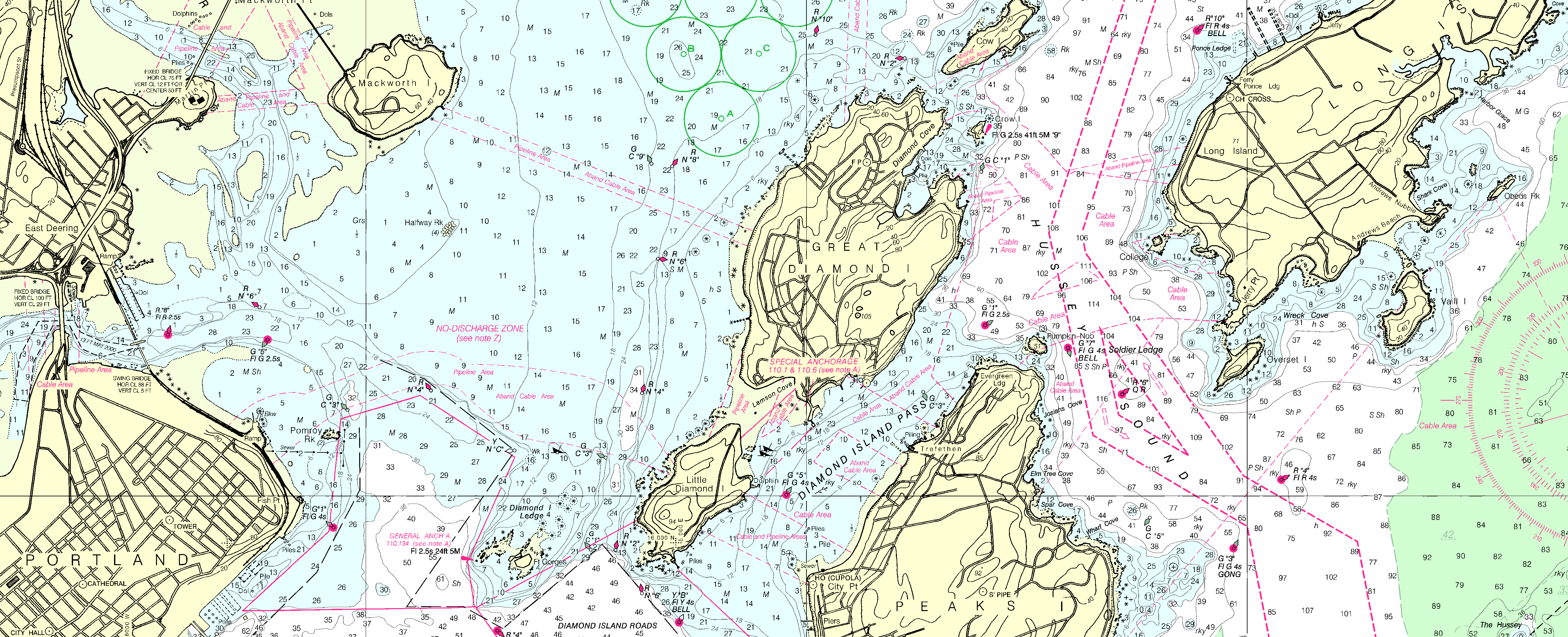 The islands of Casco Bay surrounding Portland harbor. 