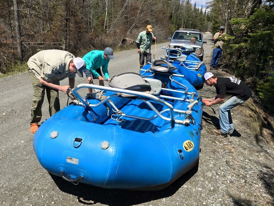 Getting the rafts ready for an day of bass fishing on the West Outlet!