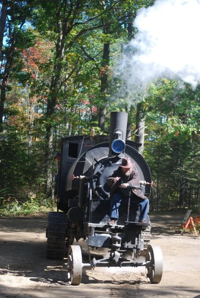 Driving the restored Lombard log hauler.