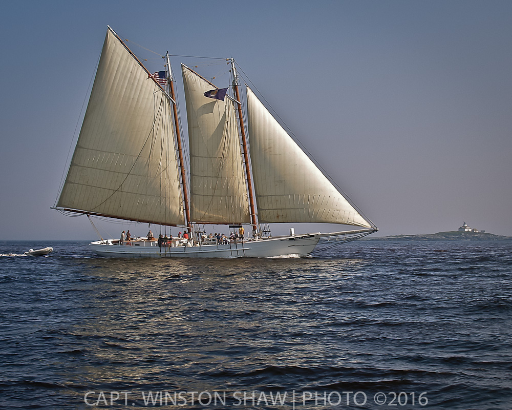 Schooner Sailing Past Egg Rock Lighthouse