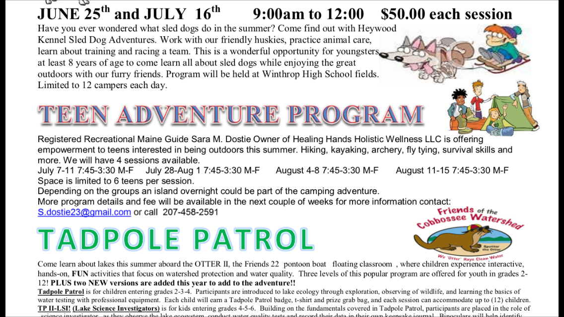 Summer of 2014 Teen Adventure schedule