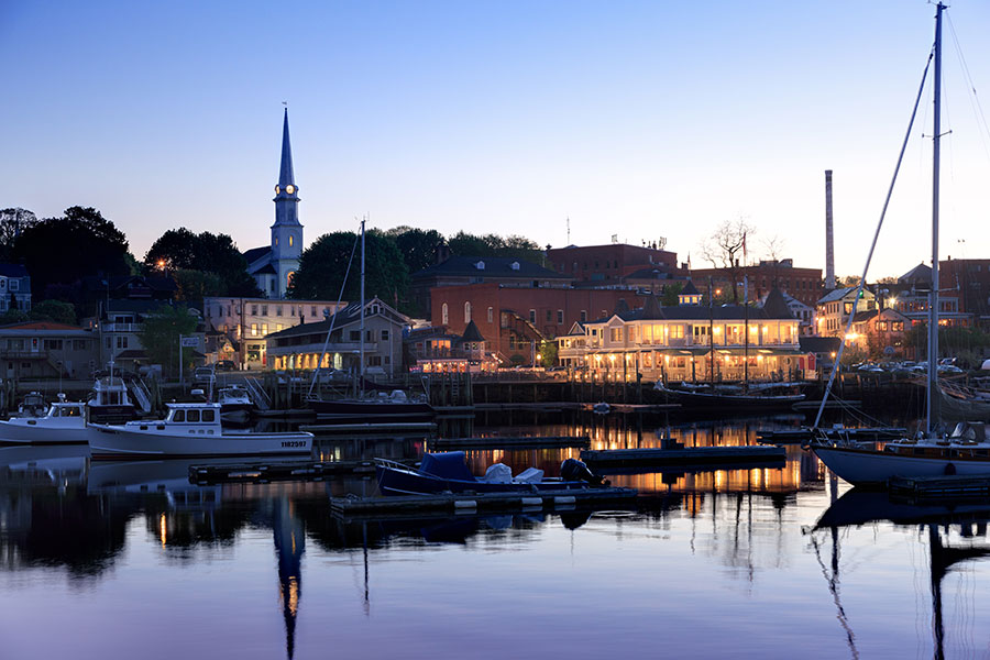 Grand Harbor Inn at Dusk on Camden Harbor