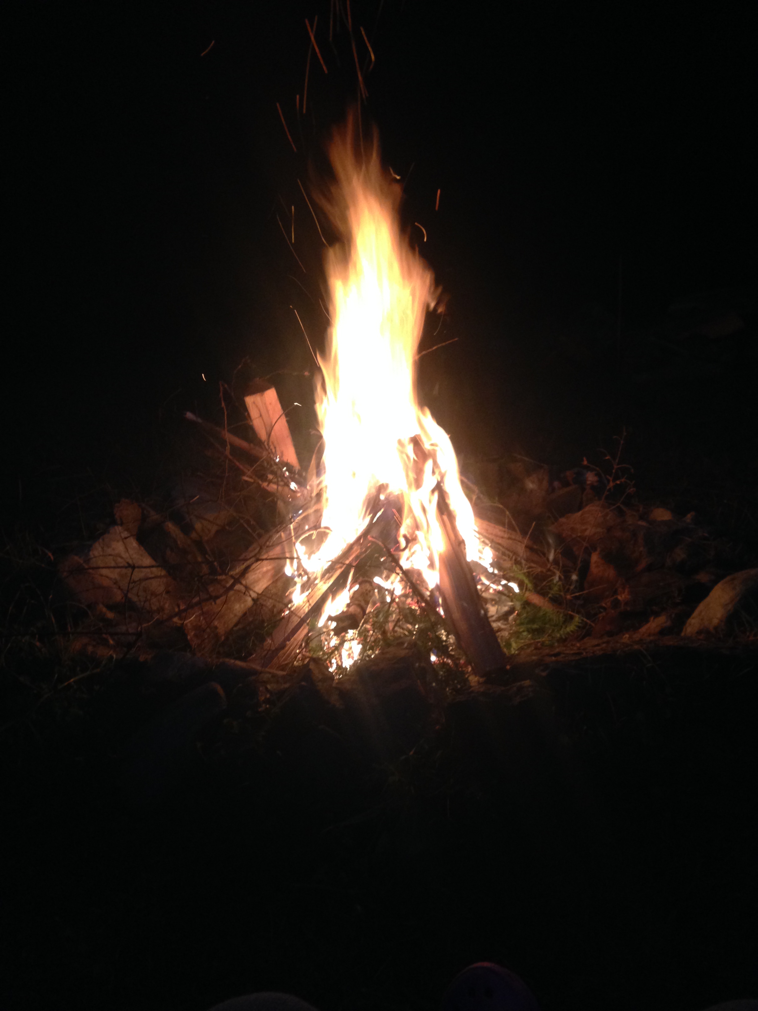 AH, Up to camp, relaxing by the fire