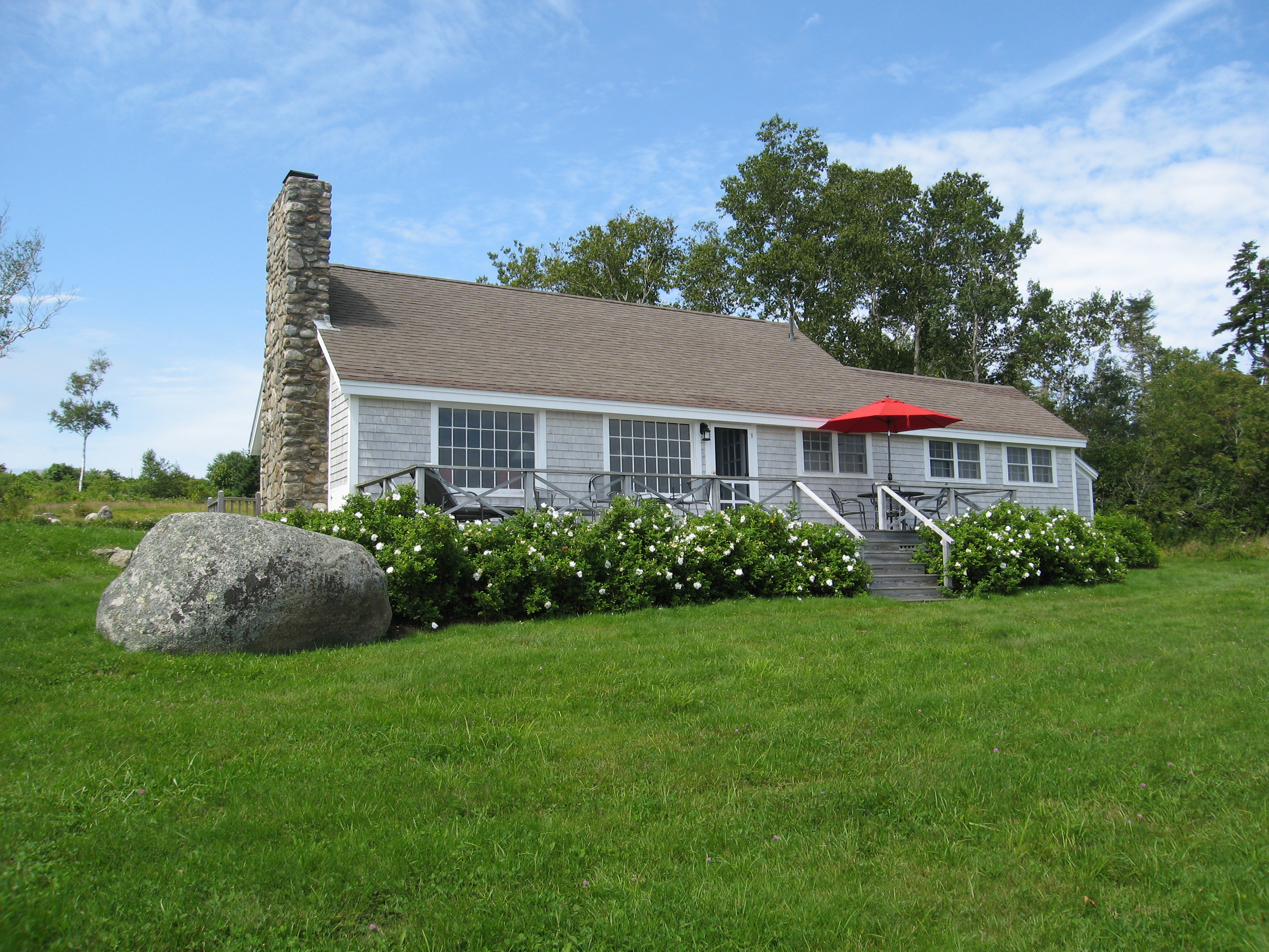 side of the cottage facing the ocean