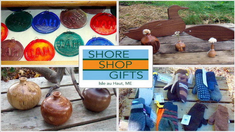 Shore Shop Gifts on Isle au Haut in Maine, sells Maine made merchandise with island life theme and culture. We sell beautiful woodworking, pottery, lovely jewelry, soaps, quilling, cribbage boards, cards, books, children’s items, tee-shirts, ball caps, sweatshirts, Island maps, candles, beautiful infinity Maine scarves, ornaments, glassware, fishing hooks, and more! We will ship.
Each product comes with a story of who made the item, where they live in Maine, and a little bit about the artist.