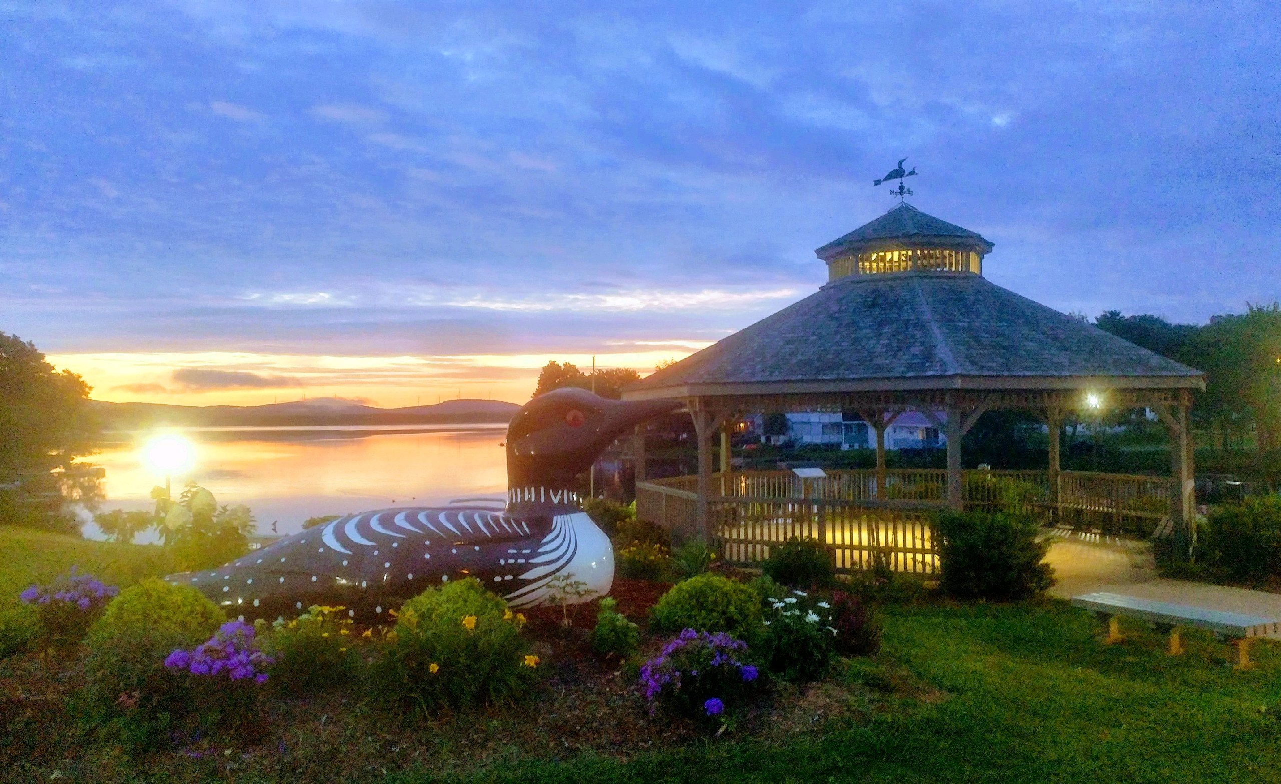 Lincoln, Maine's downtown gazebo is the best place for a selfie on your ride!