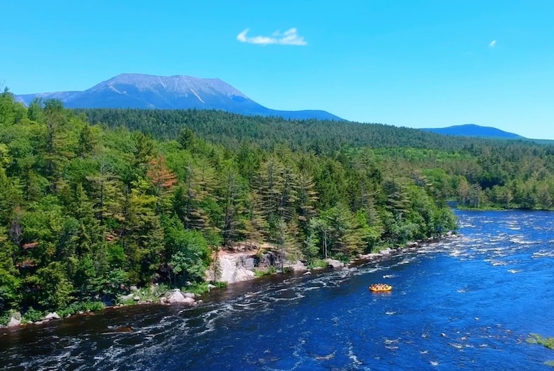 Whitewater rafting on the class V Penobscot River, in the shadow of Mt Katahdin