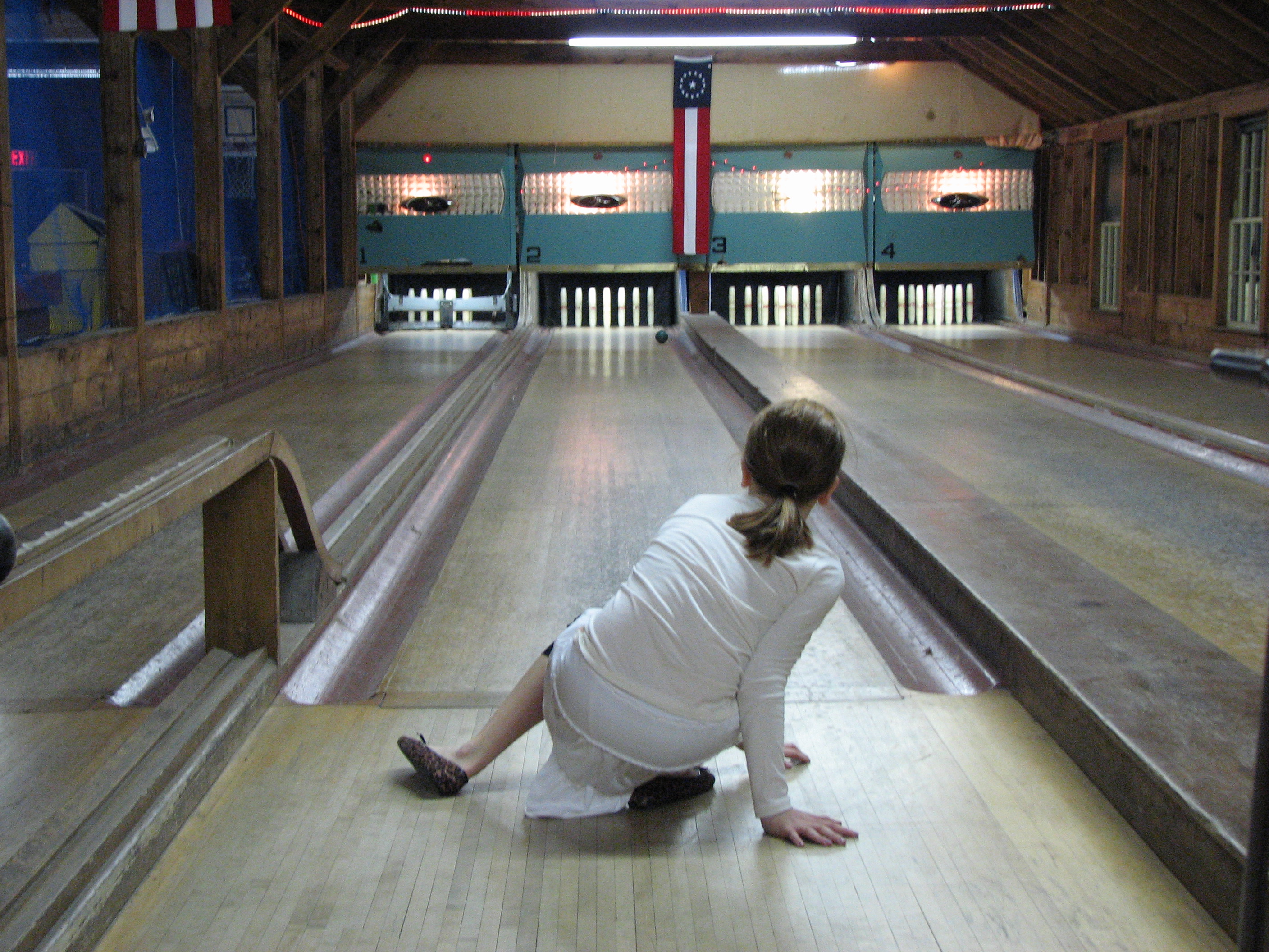 Bowling in the vintage lanes at the Quarterdeck