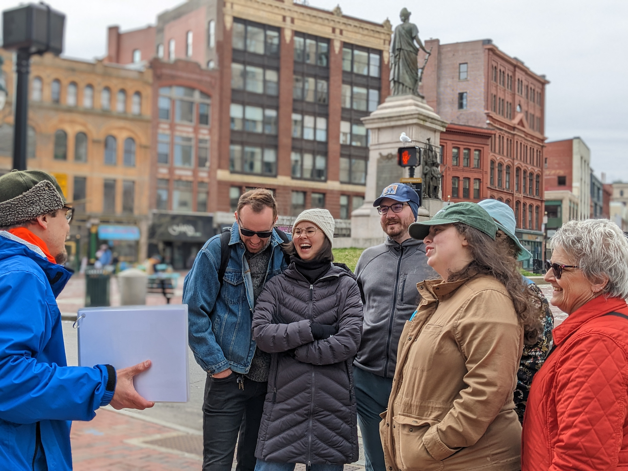 Portland by the Foot tour group in Monument Square