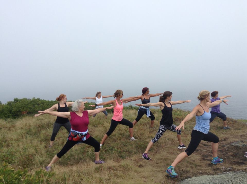 Yoga on Monhegan's backside. This day fog rolled in, enhancing the participant's ability to bring awareness inward.